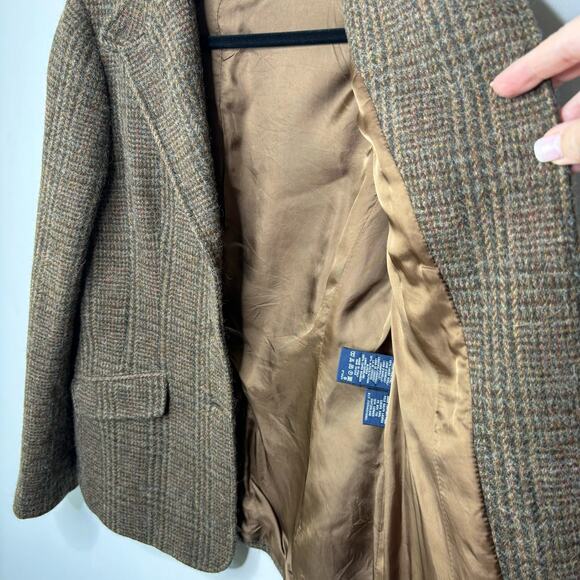 Ralph Lauren Italian Lambswool Alpaca Plaid Tweed Blazer Womens 12 - Picture 6 of 13